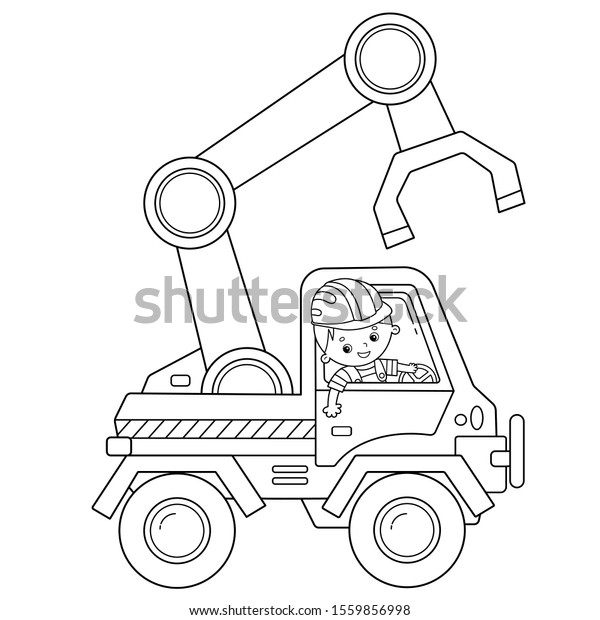 Coloring Page Outline\
Of cartoon loader or lift truck. Construction vehicles. Coloring\
book for kids.  