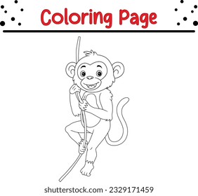 Coloring Page Outline of cartoon monkey. Animals Coloring book for kids.