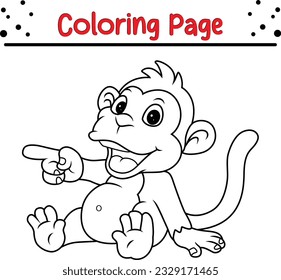 Coloring Page Outline of cartoon monkey. Animals Coloring book for kids.