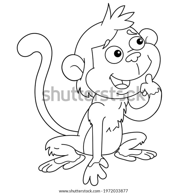 Coloring Page Outline Cartoon Monkey Animals Stock Vector (Royalty Free ...