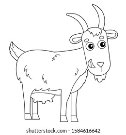 Coloring Page Outline of cartoon nanny goat. Farm animals. Coloring book for kids.