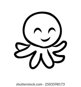 Dibujo para colorear de pulpo de dibujos animados. Linda Ilustración vectorial.