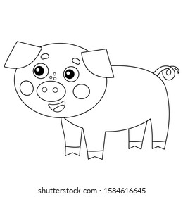 Coloring Page Outline Cartoon Pig Swine Stock Vector (Royalty Free ...