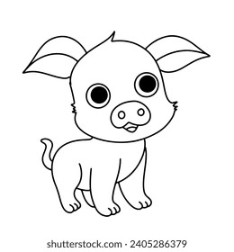 Coloring page outline of cartoon pig
