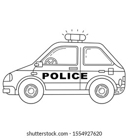 Coloring Page Outline Of cartoon police car. Police. Images transport or vehicle for children. Vector. Coloring book for kids.  