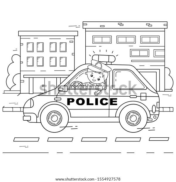 Coloring Page Outline Cartoon Policeman Car Stock Vector (Royalty Free) 1554927578 Coloring Page Outline Cartoon Policeman Car Stock Vector (Royalty Free) 1554927578