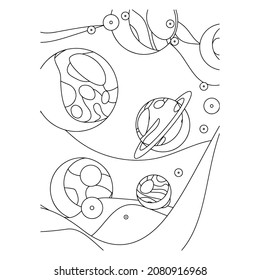 Coloring Page Outline Of a cartoon rocket with astronaut in space. Coloring book for kids.