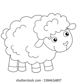 Coloring Page Outline Cartoon Sheep Lamb Stock Vector (Royalty Free)  1584616807 | Shutterstock
