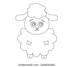 Colorante Esbozo de página de caricatura oveja o cordero. Animales de granja. Libro de colorear para niños.