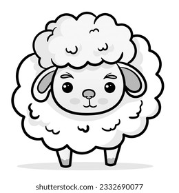 Coloring Page Outline of cartoon sheep or lamb. Farm animals. Coloring book for kids.
black outline hand-drawn cartoon sheep on a white background.