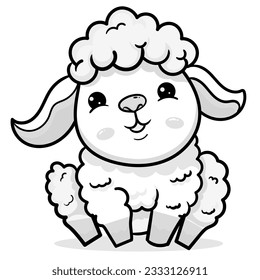 Coloring Page Outline of cartoon sheep or lamb. Farm animals. Coloring book for kids.
black outline hand-drawn cartoon sheep on a white background.