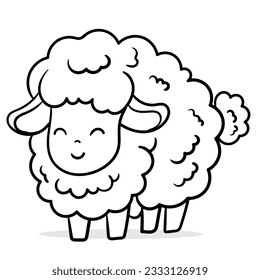 Coloring Page Outline of cartoon sheep or lamb. Farm animals. Coloring book for kids.
black outline hand-drawn cartoon sheep on a white background.