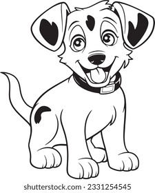 Coloring page outline of cartoon smiling cute little dog, Summers coloring book for kids, Colorful vector illustration, Cartoon cute puppy coloring page for Kids, Beauceron dog