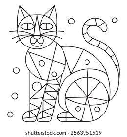 Coloring Page Outline of cartoon striped cat.