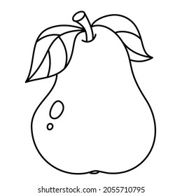 Coloring Page Outline of cartoon sweet pear. Summer fruit. Coloring book for kids.