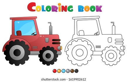 Coloring Page Outline Cartoon Tractor Transport Stock Vector (Royalty ...