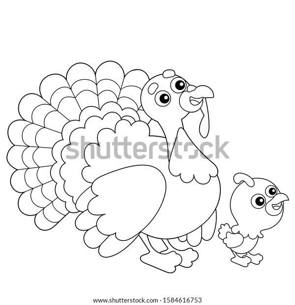 Coloring Page Outline Cartoon Turkey Nestling Stock Vector Royalty Free 1584616753