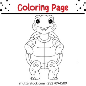Coloring Page Outline of cartoon Turtle. Black and white vector illustration for coloring book