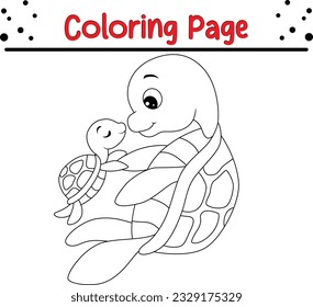 Coloring Page Outline of cartoon Turtle. Animals Coloring book for kids.