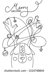 Coloring page outline of cartoon. Vector illustration, winter christmas coloring book for kids.