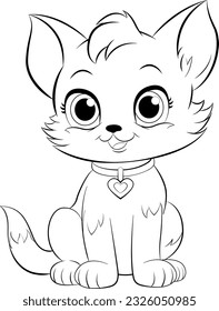 Farbseiten-Umriss der Cute-Cat-Illustration