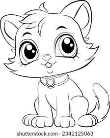 Coloring Page Outline of Cute Cat illustration