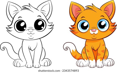 Coloring Page Outline of Cute Cat illustration