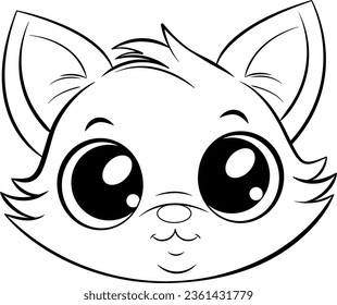 Coloring Page Outline of Cute Cat illustration