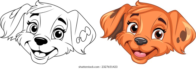 Coloring Page Outline of Cute Dog illustration