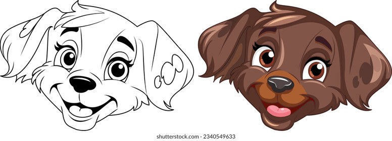 Coloring Page Outline of Cute Dog illustration