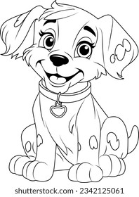 Coloring Page Outline of Cute Dog illustration