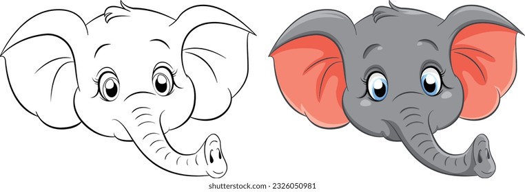 Coloring Page Outline of Cute Elephant illustration
