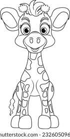 Coloring Page Outline of Cute Giraffe illustration