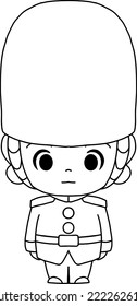 Coloring page outline of cute guard isolated  on white background