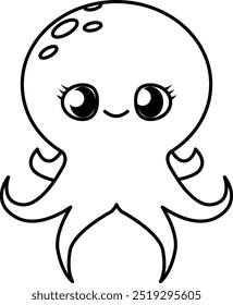 Coloring Page Outline of Cute Octopus