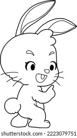 Coloring page outline of Cute rabbit isolated on white background