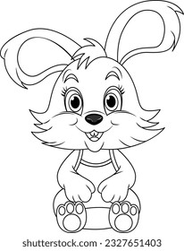Coloring Page Outline of Cute Rabbit illustration
