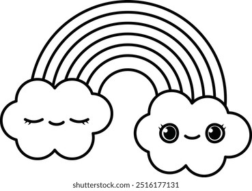 Coloring Page Outline of Cute Rainbow