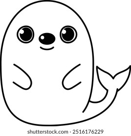 Coloring Page Outline of Cute Sea Seal