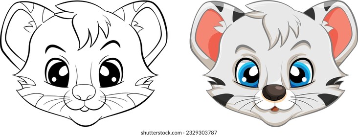 Coloring Page Outline of Cute Tiger illustration