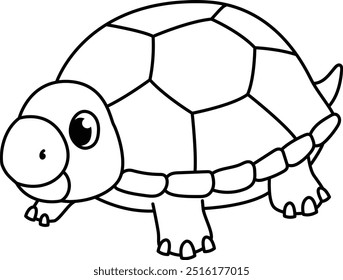 Coloring Page Outline of Cute Tortoise