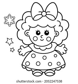 Coloring Page Outline Of cute toy doll. Coloring book for kids