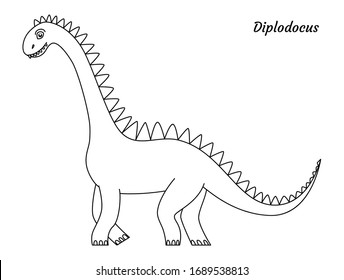 Coloring page outline Diplodocus dinosaur. Vector illustration isolated on white background