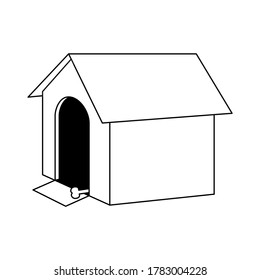 Coloring page outline doghouse. Vector illustration isolated on white background