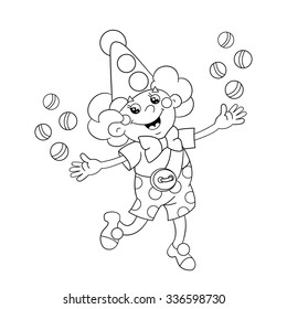 Coloring Page Outline Of A Funny Clown Juggling Balls