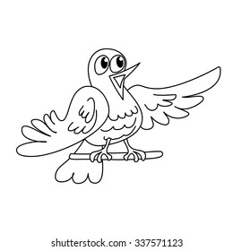 Coloring Page Outline Funny Singing Bird Stock Vector (Royalty Free ...