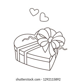 Coloring Page Outline Of gift. Birthday. Valentine's day. Coloring book for kids.