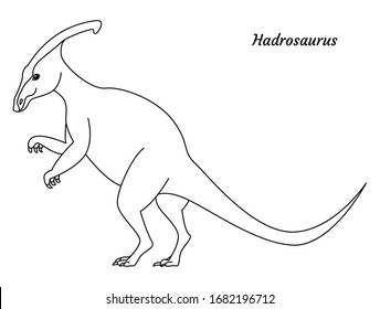 Coloring page outline Hadrosaurus dinosaur. Vector illustration isolated on white background