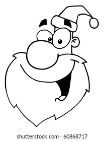 Coloring Page Outline Of A Happy Cartoon Santa Head Facing Left