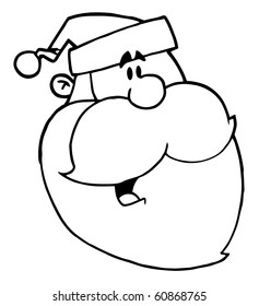 Coloring Page Outline Of A Happy Cartoon Santa Head Facing Right